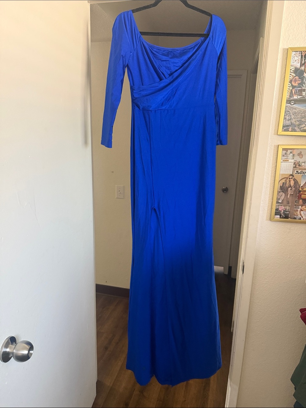 SHEIN Cobalt Blue Long Sleeve Maxi Dress